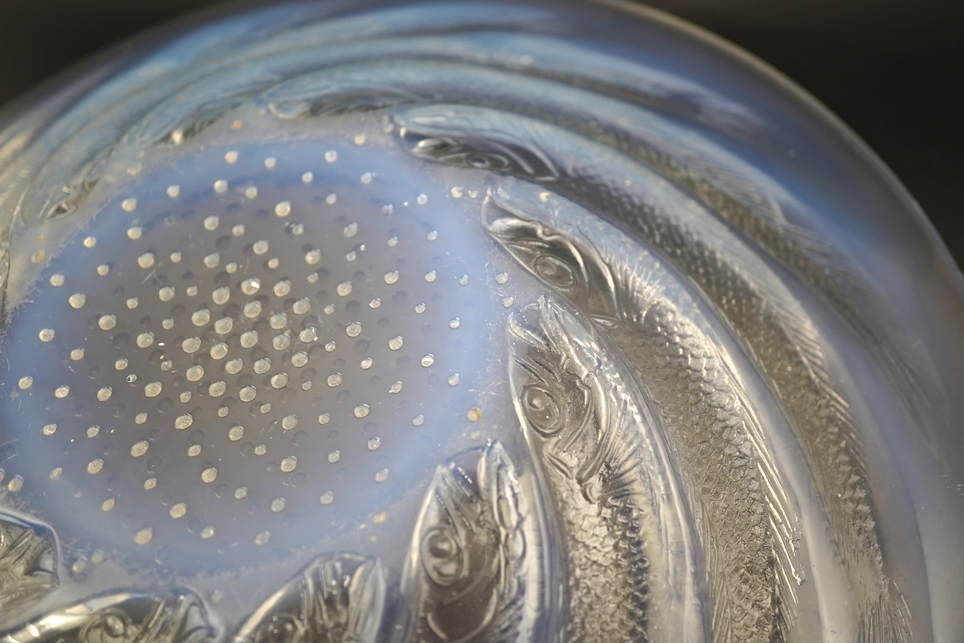 René Lalique: A 'Poissons' opalescent glass shallow bowl